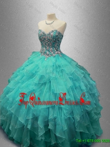 Popular Beaded and Ruffles Sweet 16 Gowns with Sweetheart