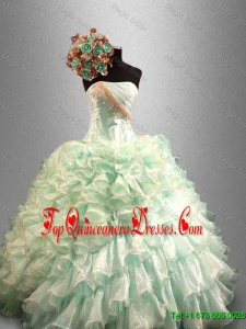 Pretty 2016 Strapless Quinceanera Dresses with Beading and Ruffles