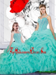 2015 Winter New Style Ball Gown Straps Macthing Sister Dresses in Turquoise