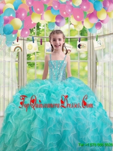 2015 Winter Popular Aqua Blue Mini Quinceanera Dresses with Ruffles and Beading