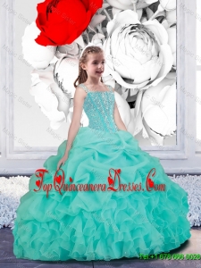 Lovely Straps Turquoise Organza Mini Quinceanera Dresses for 2016