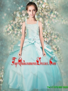 Popular Straps Beaded Mini Quinceanera Dresses in Aqua Blue