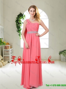 Pretty One Shoulder Sequined Dama Dresses in Watermelon Red
