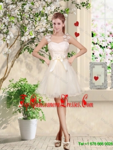 Suitable Straps Appliques and Belt Dama Dresses with Lace Up