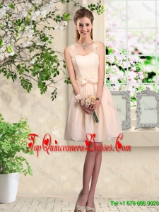 Beautiful Champagne Straps Dama Dresses with Bowknot