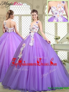 2016 Spring Popular Beading and Appliques Quinceanera Gowns with One Shoulder