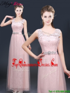 2016 Pretty Empire Scoop Dama Dresses with Lace and Appliques