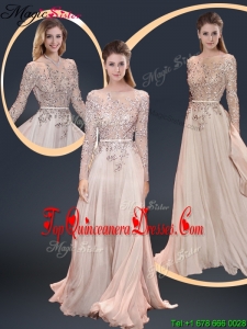 Cheap Brush Train Champagne Dama Dresses with Beading