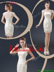 Elegant Mini Length Cap Sleeves Dama Dresses with Appliques