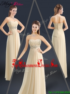 Latest Sweetheart Beading Dama Dresses in Champagne