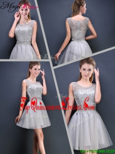 Perfect Mini Length Scoop 2016 Dama Dresses with Appliques