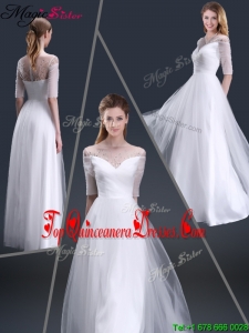 Popular Off the Shoulder Half Sleeves Dama Dresses with Beading