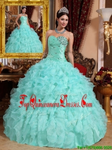 2016 Beautiful Beading and Ruffles Quinceanera Dresses in Apple Green