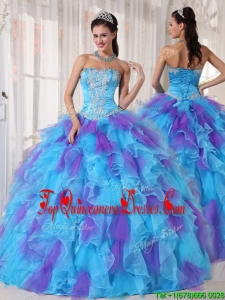 2016 Pretty Ball Gown Beading and Appliques Quinceanera Dresses