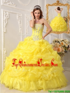 Beautiful Ball Gown Strapless Floor Length Quinceanera Dresses