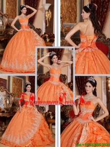 2016 Classic Beading and Appliques Quinceanera Gowns in Orange Red