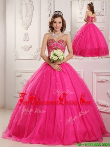 2016 Classic Hot Pink A Line Sweetheart Floor Length Quinceanera Dresses