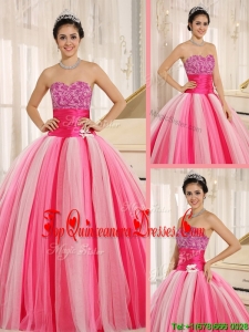 2016 Luxurious Strapless Lace Up Quincanera Dresses in Multi Color