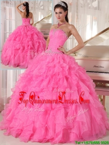 New Style Hot Pink Ball Gown Strapless Quinceanera Dresses