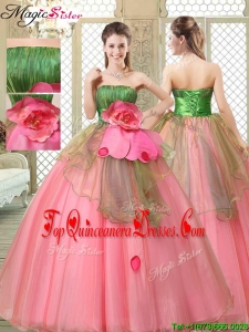 The Most Popular Strapless Quinceanera Dresses with Hand Made Flowers