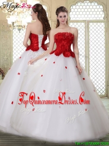 Cheap A Line Strapless Quinceanera Dresses with Ruffles