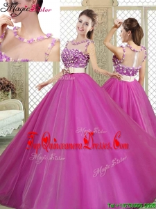 Cheap Quinceanera Dresses with Belt and Appliques