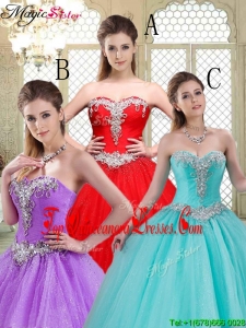 Elegant Sweetheart Brush Train Quinceanera Dresses with Beading