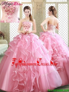 Lovely Strapless Sweet 16 Dresses with Appliques and Ruffles