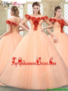 Pretty Off the Shoulder Quinceanera Dresses with Hand Made Flowers