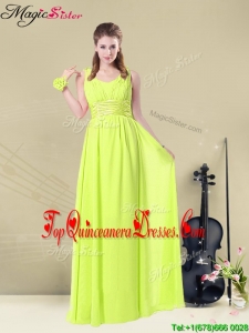 2016 New Arrivals Empire Straps Dama Dresses Dresses in Yellow Green