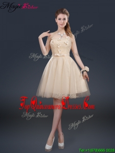 Cheap Strapless Dama Dresses with Appliques and Belt