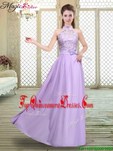 Sweet High Neck Lace Lavender Dama Dresses