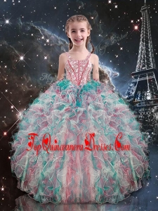 2016 Pretty Straps New Arrival Kid Pageant Dresses with Beading and Ruffles