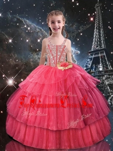 Beautiful Ball Gown Straps New Arrival Kid Pageant Dresses with Beading