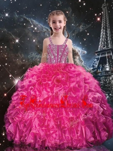 Hot Sale Straps New Arrival Kid Pageant Dresses with Beading and Ruffles