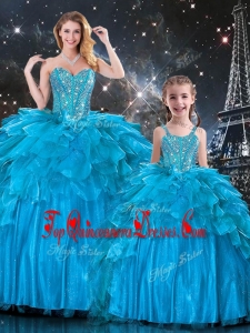 New Arrivals Sweetheart Princesita With Quinceanera Dresses with Beading in Teal