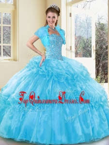 Modern Ball Gown Aqua Blue Quinceanera Dresses with Beading and Ruffled Layers