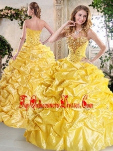 Modern Ball Gown Quinceanera Dresses with Beading and Pick Ups for Spring