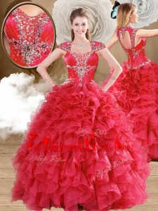 Modern Beading and Ruffles Quinceanera Dresses in Red