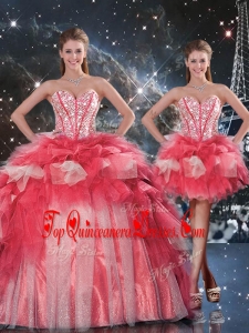 Fashionable Puffy Sweetheart Detachable Beading Quinceanera Skirts for Winter