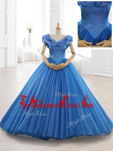 2016 Appliques Off the Shoulder SCustom Made Quinceanera Dresses in Blue