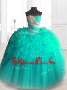 2016 Lovely Beading Custom Made Quinceanera Dresses with Hand Made Flowers