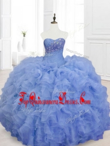 2016 New Style Blue Custom Made Quinceanera Dresses with Beading and Ruffles