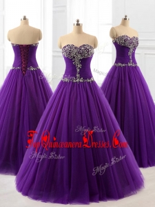 2016 Pretty Beading A Line Custom Made Quinceanera Dresses in Purple