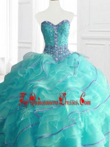 Aqua Blue Custom Made Quinceanera Dresses with Beading and Ruffles