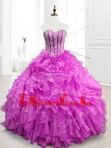 Beading and Ruffles Fuchsia Custom Made Quinceanera Dresses for 2016