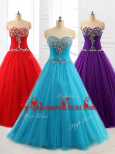 Lovely A Line Sweetheart Custom Made Quinceanera Dresses with Beading for 2016