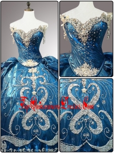 Sweetheart Beading Teal Custom Made Quinceanera Dresses for 2016