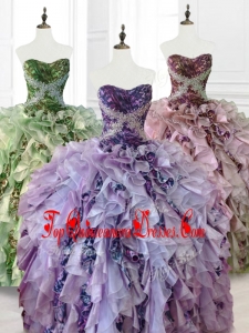 2016 Beading Multi Color Custom Made Quinceanera Dresses with Ruffles and Pattern