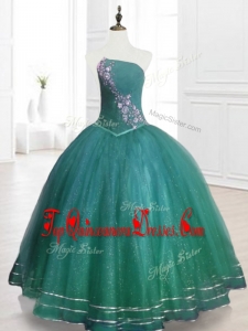 Classical Strapless Beading Custom Made Quinceanera Dresses in Dark Green